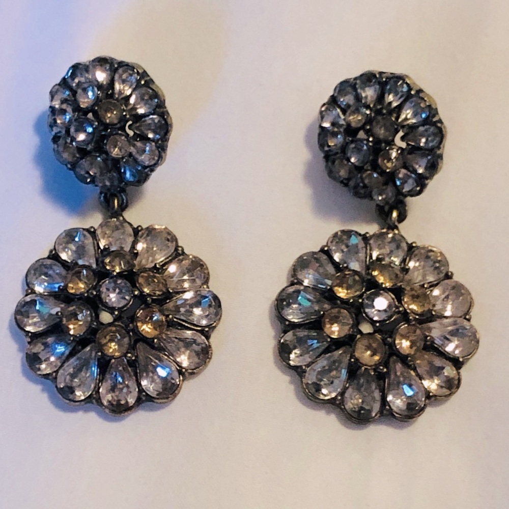 Crystal (clear and champagne) Flower Post Earrings